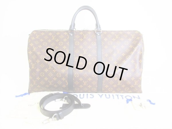 Photo1: LOUIS VUITTON Monogram Macassar Leather Gym Bag Keepall 55 Bandouliere #7777