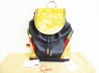 Photo1: Christian Louboutin Black and Gold Leather Backpack Bag Purse #7780