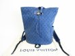 Photo1: LOUIS VUITTON Blue Monogram Denim Chalk Backpack Purse #7781