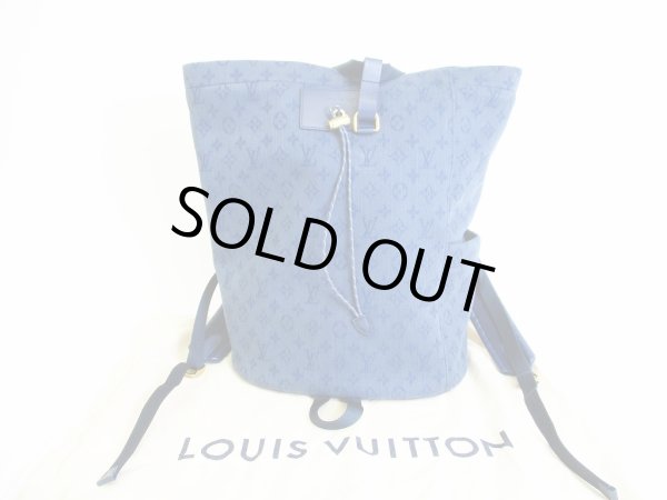 Photo1: LOUIS VUITTON Blue Monogram Denim Chalk Backpack Purse #7781