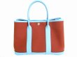 Photo2: HERMES Toile Canvas Togo Leather Hand Bag Purse Garden Party TPM #7782