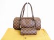 Photo1: LOUIS VUITTON Damier Brown Leather Hand Bag Purse Papillon 30 w/Pouch #7783