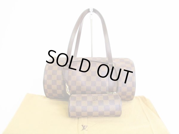 Photo1: LOUIS VUITTON Damier Brown Leather Hand Bag Purse Papillon 30 w/Pouch #7783