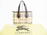 Photo: BURBERRY Hymarket Check Brown PVC Hand Bag Tote Bag Purse #7785