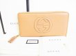 Photo1: GUCCI Soho Beige Leather Round Zip Long Wallet Purse #7795