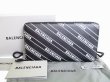 Photo1: BALENCIAGA Everyday Black White Leather Round Zip Wallet #7835