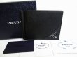 Photo1: PRADA Black Saffiano Leather Bifold Bill Wallet w/Bill Clip #7851