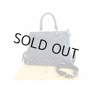 Photo: LOUIS VUITTON Monogram Black Denim Hand Bag w/Strap Neo Cabby GM #7881