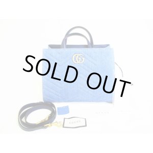 Photo: GUCCI Limited Japan GG Marmont Blue Denim Hand Bag w/Strap #7914
