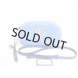 Photo: GUCCI GG Marmont Blue Denim Small Shoulder Bag Crossbody Bag #7915