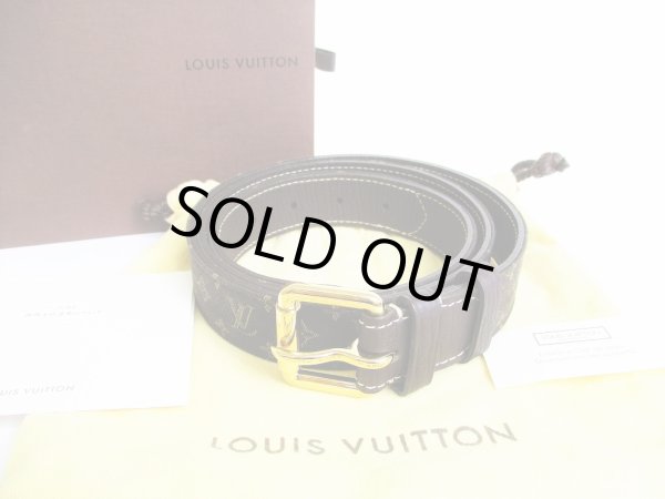 Photo1: LOUIS VUITTON Monogram Mini Brown Canvas Brown Leather Belt #7926