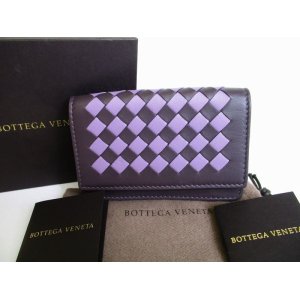 Photo: BOTTEGA VENETA Intrecciato Brown Purple Leather Business Card Holder #7942