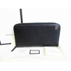 Photo: GUCCI Interlocking G Black Leather Round Zip Long Wallet Purse #7957