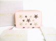 Photo1: Jimmy Choo Metal Stars Pink Leather Round Zip Coin Purse #7979