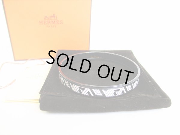 Photo1: HERMES Black Multicolor Enamel Bangle Bracelet Emaiyu PM #8005