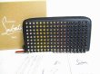 Photo1: Christian Louboutin Panettone Black Leather Multi Metal Round Zip Wallet #8010