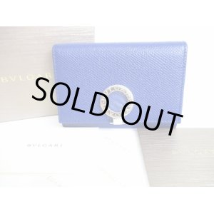 Photo: BVLGARI Logo Clip Blue Leather Business Card Case Card Holder #8020