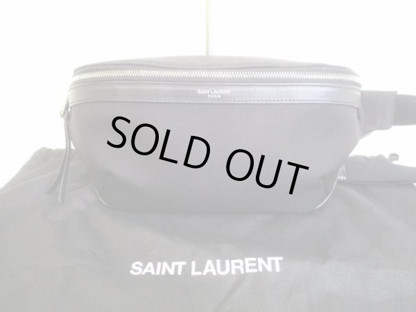 Photo1: Saint Laurent Paris Canvas and Leather Waist Pack Body Bag Purse #8024