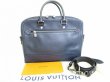 Photo1: LOUIS VUITTON Utah Navy Blue Leather Business Bag Briefcase w/Strap Canyon #8025