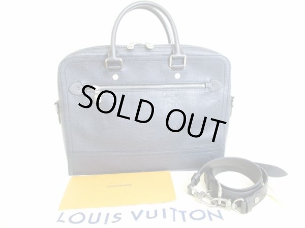 Photo1: LOUIS VUITTON Utah Navy Blue Leather Business Bag Briefcase w/Strap Canyon #8025