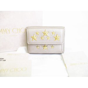 Photo: Jimmy Choo Metal Stars Gray Leather Trifold Wallet Compact Wallet #8028