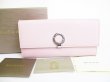 Photo1: BVLGARI Light Pink Leather Logo Clip Bifold Long Wallet #8049