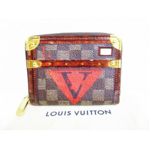 Photo: LOUIS VUITTON Damier Brown Leather Timeless Zippey Coin Purse #8053