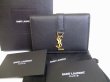 Photo1: Yves Saint Laurent YSL Black Leather Card Holder #8063