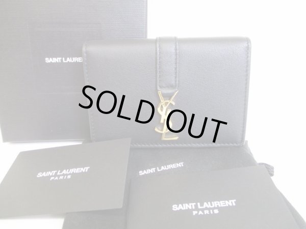 Photo1: Yves Saint Laurent YSL Black Leather Card Holder #8063