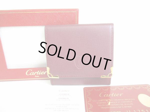 Photo1: Cartier Must de Cartier Bordeaux Leather Coin Purse #8064