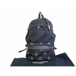 Photo: Saint Laurent Paris YSL Stars Patchwork Black Canvas Backpack Day Pack #8085