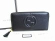 Photo1: GUCCI Interlocking G Black Leather Round Zip Long Wallet #8110