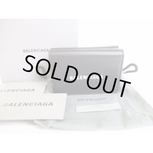 Photo: BALENCIAGA Everyday Black Leather Trifold Mini Wallet Purse #8150