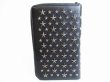 Photo2: Jimmy Choo Metal Stars Black Biker Leather Round Zip Wallet #8185