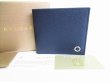 Photo1: BVLGARI Navy Blue Leather Bifold Wallet Compact Wallet #8198