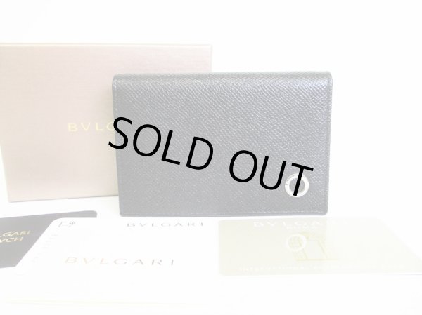 Photo1: BVLGARI Black Grain Calf Leather Business Card Case Card Holder #8213