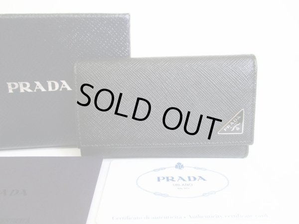 Photo1: PRADA Black Saffiano Leather 6 Pics Key Cases #8218