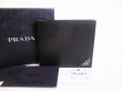 Photo1: PRADA Black Saffiano Leather Bifold Wallet Compact Wallet #8219
