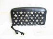 Photo1: Jimmy Choo Metal Stars Black Leather Round Zip Wallet FILIPA #8222