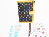 Photo: LOUIS VUITTON Multicolor Black Leather Small Ring Agenda Cover #8240