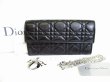 Photo1: Christian Dior Cannage Black Leather Lady Dior Chain Wallet #8255