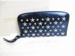 Photo1: Jimmy Choo Metal Stars Navy Blue Leather Round Zip Wallet FILIPA #8281