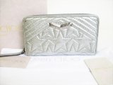 Photo: Jimmy Choo Silver Embossed Leather Round Zip Wallet NEFER #8344