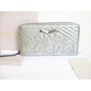 Photo: Jimmy Choo Silver Embossed Leather Round Zip Wallet NEFER #8344