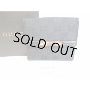 Photo: GUCCI GG Black Canvas Bamboo Bifold Wallet Compact Wallet #8353