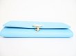 Photo5: BVLGARI Light Blue Leather Logo Clip Bifold Long Wallet #8376