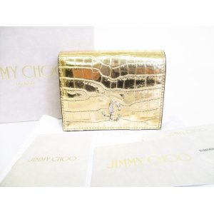 Photo: Jimmy Choo Light Gold Leather Bifold Wallet Compact Wallet #8384