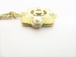 Photo4: CHANEL CC Logo Plastic Pearl Champagne Gold Chain Necklace #8388