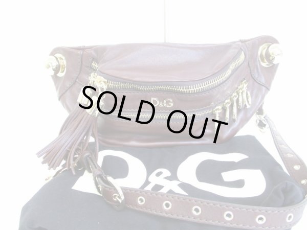 Photo1: DOLCE&GABBANA D&G Brown Leather Waist Pack Body Bag Purse #8399