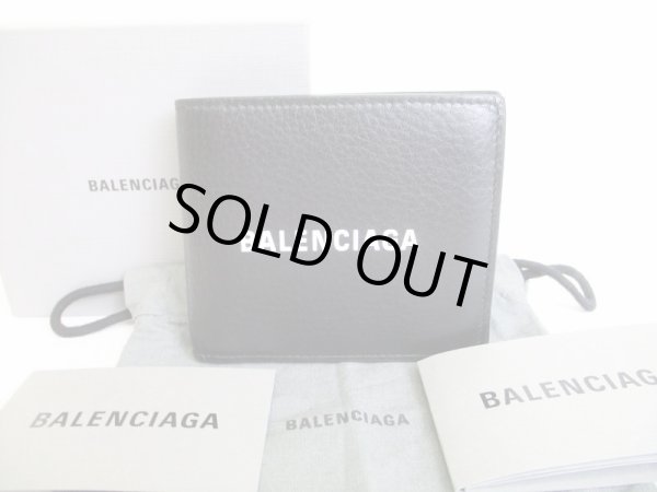 Photo1: BALENCIAGA Everyday Black Leather Bifold Wallet Compact Wallet #8400